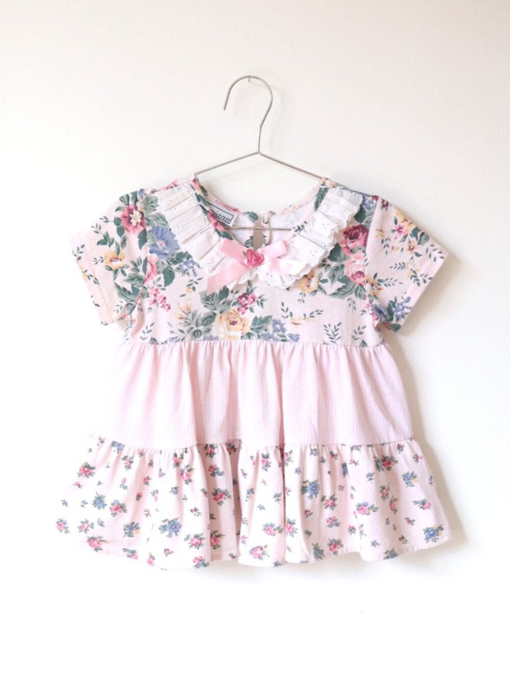 Vintage Floral Jersey Dress T-shirt Top / 4Y